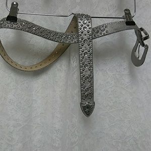 Metallic silver embellished belt